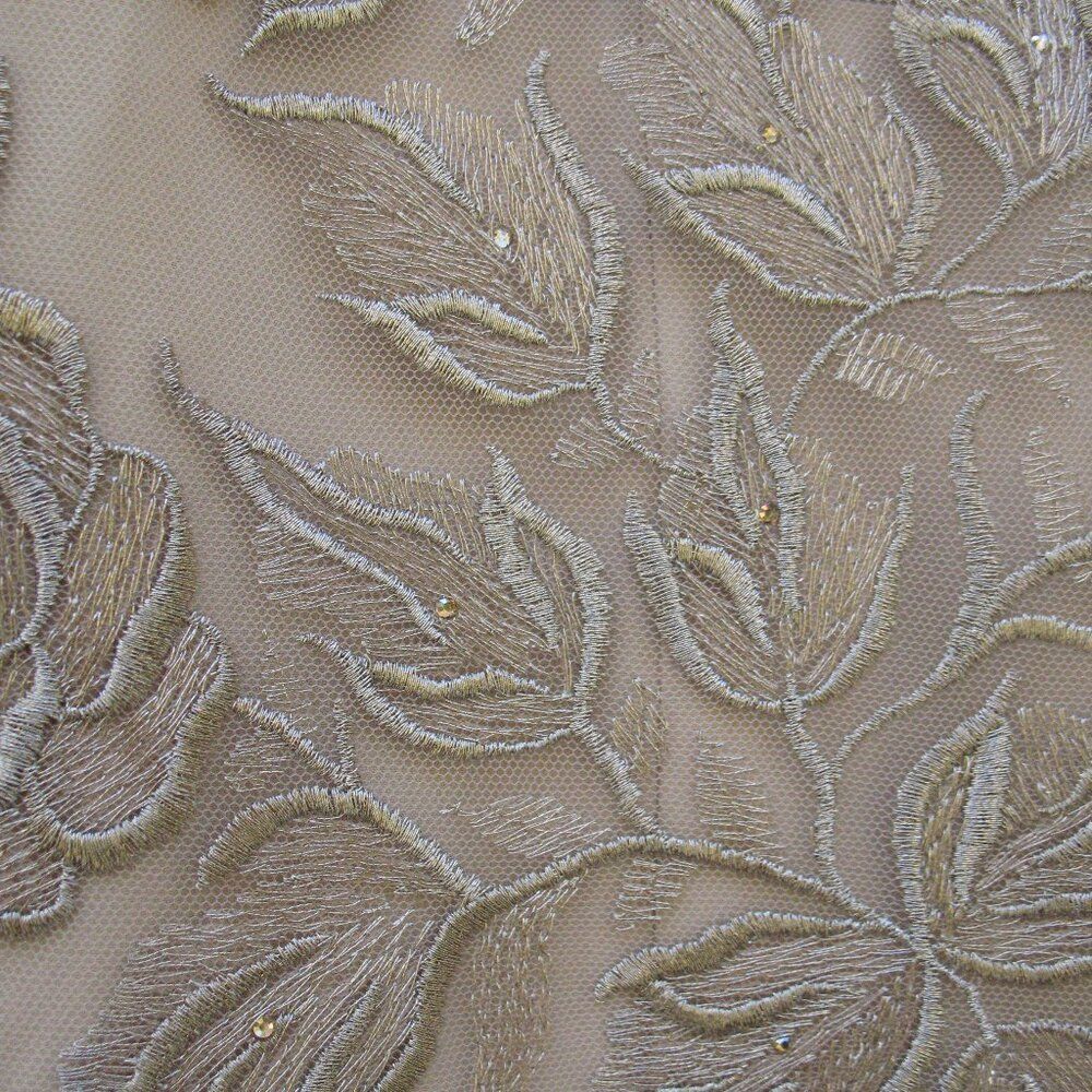 La Femme Women’s Floral Embroidered Mesh A-Line Gown Dress - Picture 9 of 16